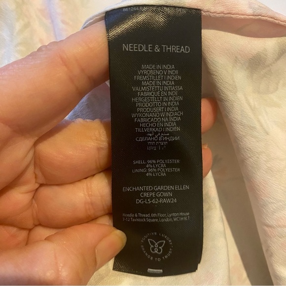 NWT~NEEDLE & THREAD Ruched Enchanted Garden Crepe Gown in Multi Floral Size 4 - Picture 12 of 14